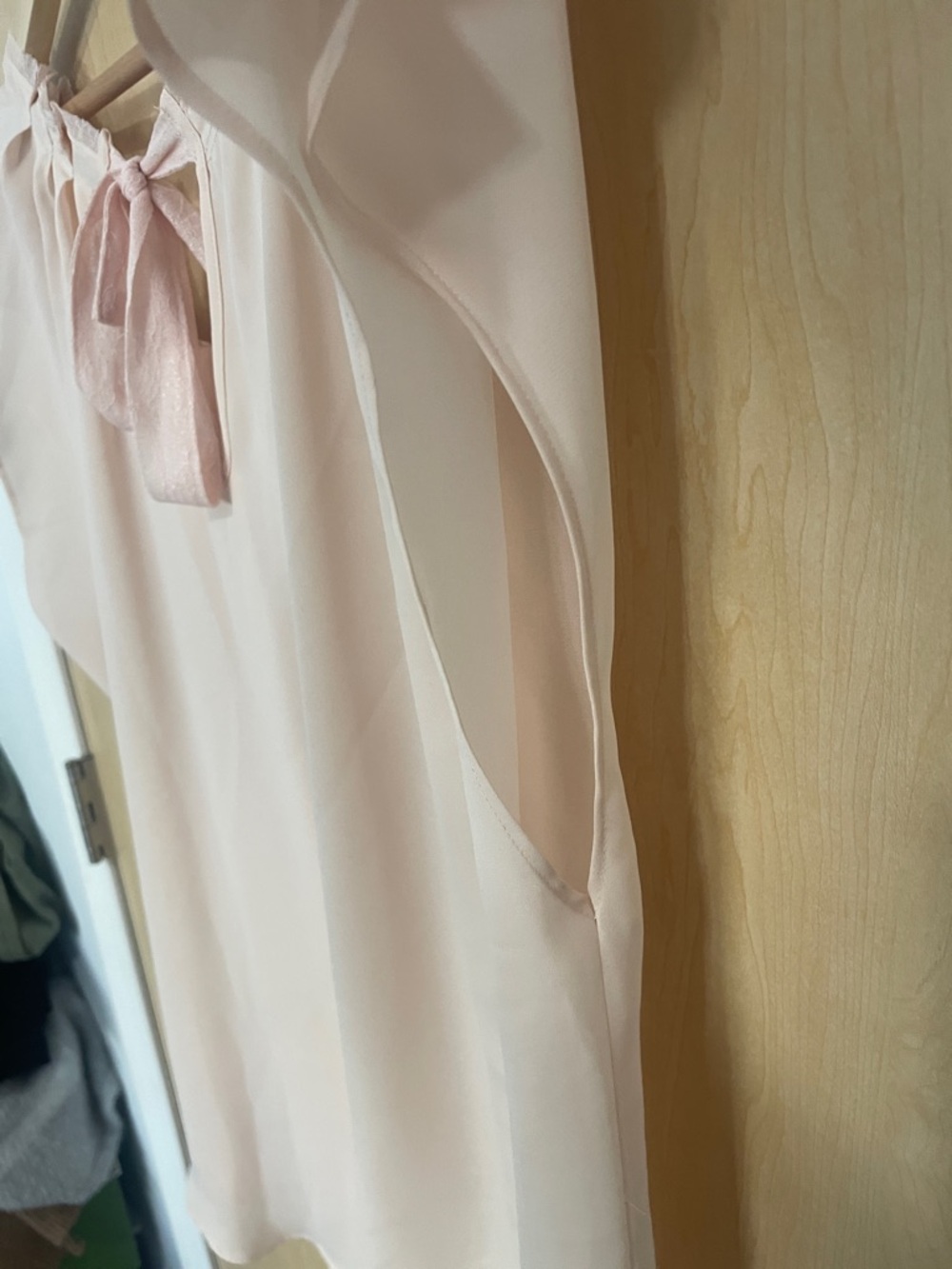 LC Lauren Conrad Blush Tie-Neck Cap Sleeve Blouse XL - Picture 5 of 9